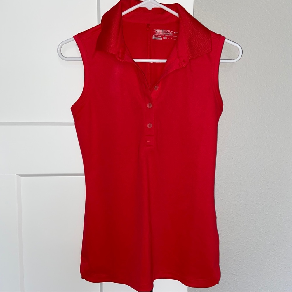 Nike Golf Dri Fit red sleeveless polo